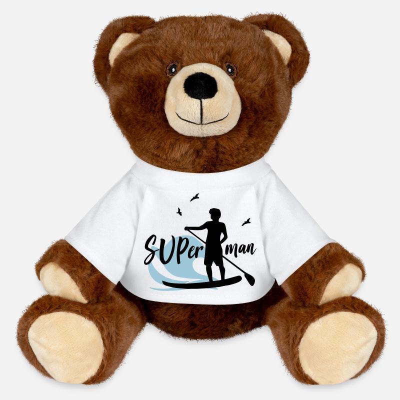 SUP man Super man - MiniFeet® RecycelBär® Teddy Bear Brown - white