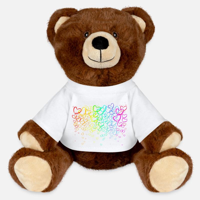 arc en coeur - Nounours RecycelBär® marron - blanc