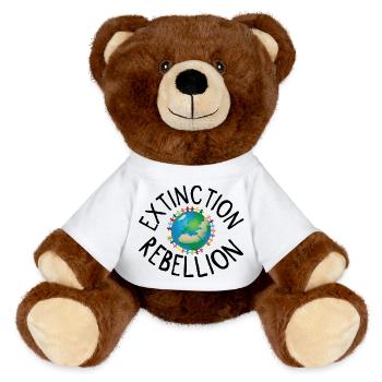 Extinction Rebellion Human Necklace black - MiniFeet® RecycelBär® Teddy Bear Brown - white - Front