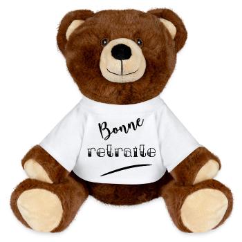 HAPPY RETIREMENT - MiniFeet® RecycelBär® Teddy Bear Brown - white - Front