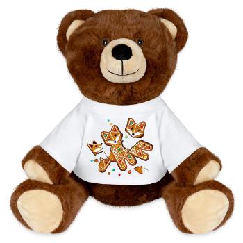 Gingerbread fox in pieces – great Christmas motif - MiniFeet® RecycelBär® Teddy Bear Brown - white - Front