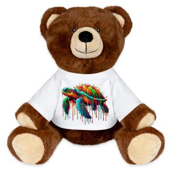 Turtle - MiniFeet® RecycelBär® Teddy Bear Brown - white - Front