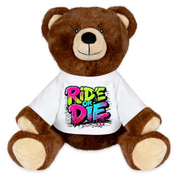 Motif de skateboard vibrant avec explosion de couleurs - Nounours RecycelBär® marron - blanc - Devant