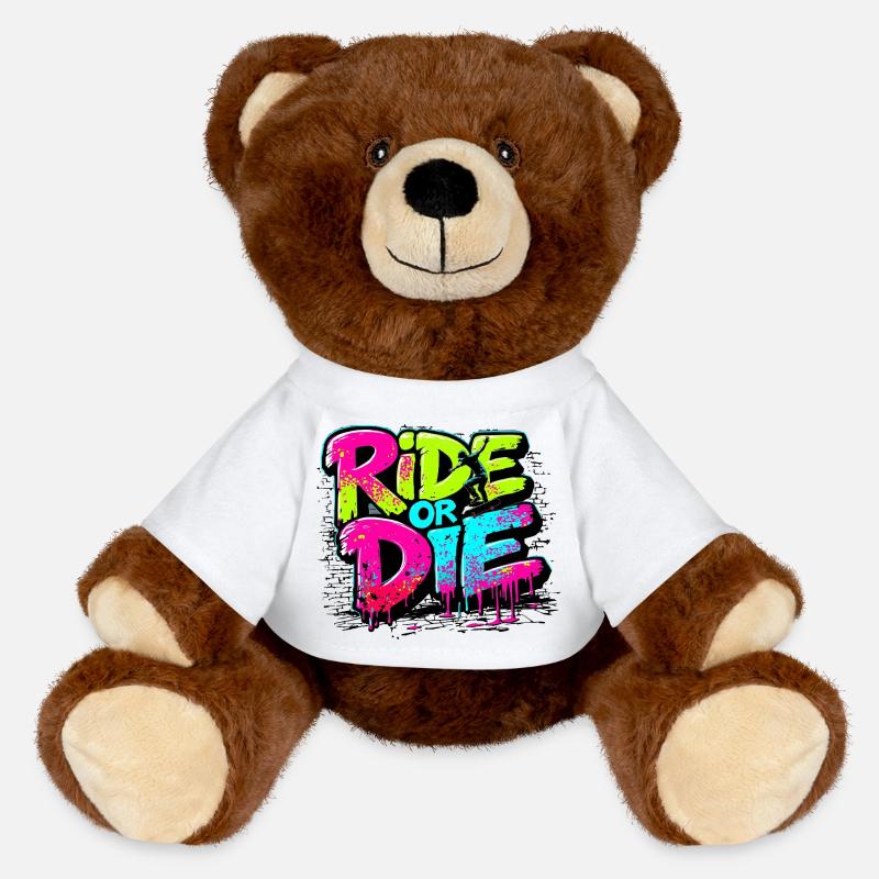 Motif de skateboard vibrant avec explosion de couleurs - Nounours RecycelBär® marron - blanc