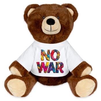 Pas de guerre Déclaration colorée - Nounours RecycelBär® marron - blanc - Devant