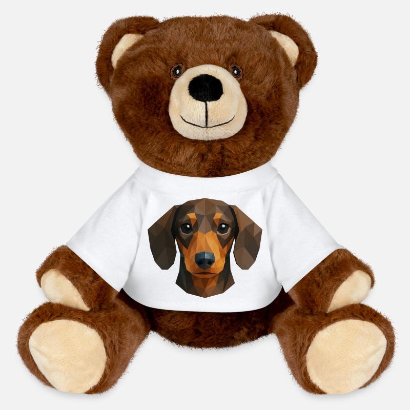Teckel mignon – Polygon Dog Design - Nounours RecycelBär® marron - blanc