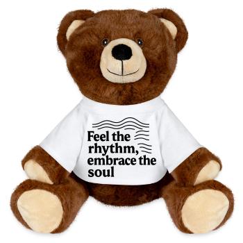 Jazz spüre den Rhythmus, umarme die Seele - MiniFeet® RecycelBär® Braun - Weiß - Vorne