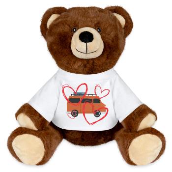 Van Life Love Aventure de Voyage en Camping-car Vintage - Nounours RecycelBär® marron - blanc - Devant