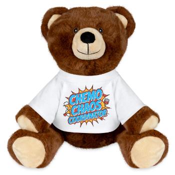Oncology Nurse Chemo Chaos Nursing Infusion Nurse - MiniFeet® RecycelBär® Teddy Bear Brown - white - Front