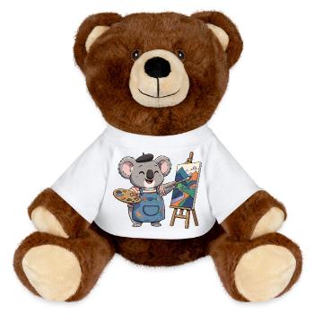 Koala Painter: Colorful Mountain Landscape - MiniFeet® RecycelBär® Teddy Bear Brown - white - Front