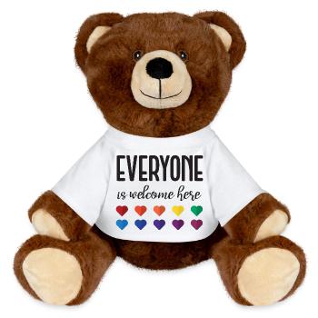 LBGTQIA+ Safe Space Pride Month Sticker - MiniFeet® RecycelBär® Teddy Bear Brown - white - Front