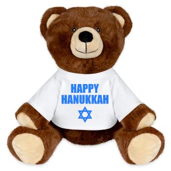 happy hanukkah - Nounours RecycelBär® marron - blanc - Devant