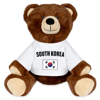 Drapeau de la Corée du Sud - Nounours RecycelBär® marron - blanc - Devant