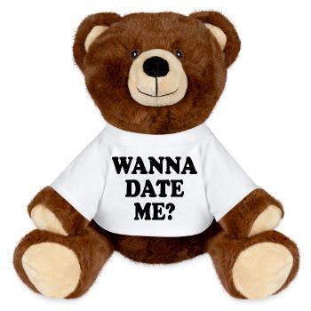 wanna date me - MiniFeet® RecycelBär® Teddy Bear Brown - white - Front
