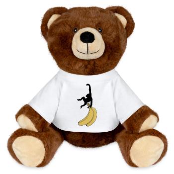 Affe will Banane - MiniFeet® RecycelBär® Braun - Weiß - Vorne