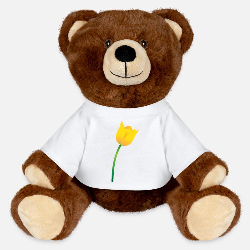 Gelbe Tulpe - MiniFeet® RecycelBär® Braun - Weiß