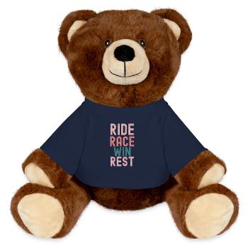 "Radfahren: Eine erfolgreiche Reise" - MiniFeet® RecycelBär® Braun - French Navy - Vorne