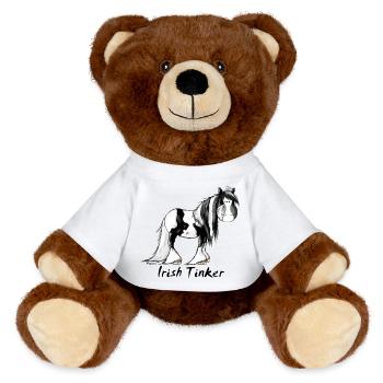 Funny Irish Tinker Horse - Pinto - MiniFeet® RecycelBär® Teddy Bear Brown - white - Front