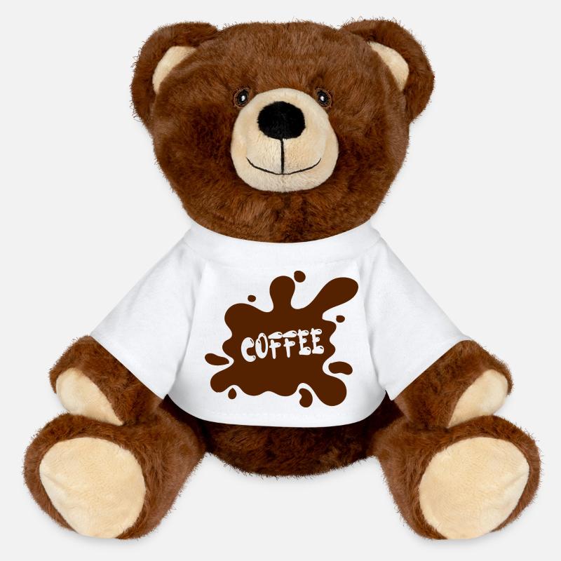 Coffee stain with artistic design - MiniFeet® RecycelBär® Teddy Bear Brown - white