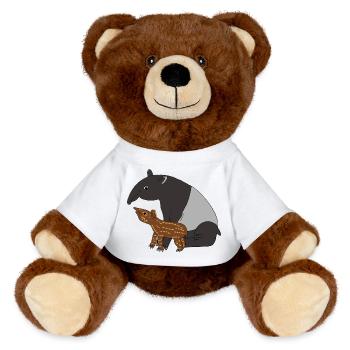 Tapir Familie Mutter Kind Baby Geschenk - MiniFeet® RecycelBär® Braun - Weiß - Vorne