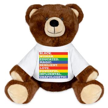 Combinaison de couleurs arc-en-ciel motivante - Nounours RecycelBär® marron - blanc - Devant