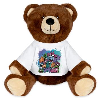Monstre fantasy doodle art dessin personnages - Nounours RecycelBär® marron - blanc - Devant