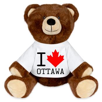 I Love Ottawa, Ontario Canada Maple Leaf - MiniFeet® RecycelBär® Teddy Bear Brown - white - Front