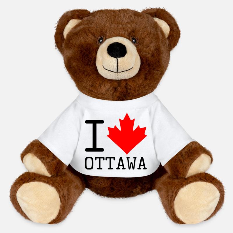 J’aime Ottawa, Ontario Canada Feuille d’érable - Nounours RecycelBär® marron - blanc