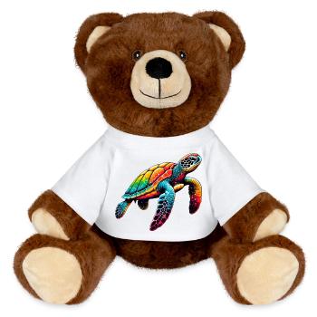 Schildkröte - MiniFeet® RecycelBär® Braun - Weiß - Vorne