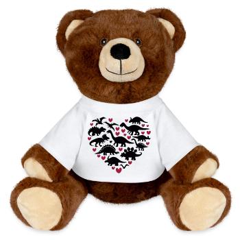 I Love Dinosaurs - MiniFeet® RecycelBär® Teddy Bear Brown - white - Front