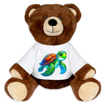 Turtle - MiniFeet® RecycelBär® Teddy Bear Brown - white - Front