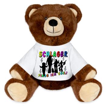 Schlager Party , Schlager Music , Schlager Geil .. - Nounours RecycelBär® marron - blanc - Devant