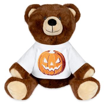 Pumpkin Jack O Lantern Expressive - MiniFeet® RecycelBär® Teddy Bear Brown - white - Front