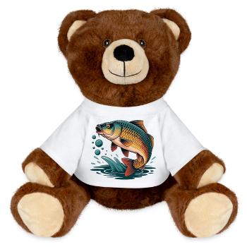 Jumping Carp - MiniFeet® RecycelBär® Teddy Bear Brown - white - Front