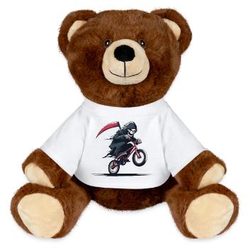 Grim Reaper Bike Action - MiniFeet® RecycelBär® Braun - Weiß - Vorne