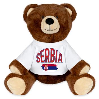 Serbie - Nounours RecycelBär® marron - blanc - Devant