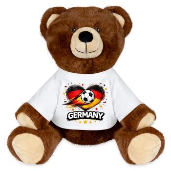 Germany Love – Heart Football Design 2026 - MiniFeet® RecycelBär® Teddy Bear Brown - white - Front