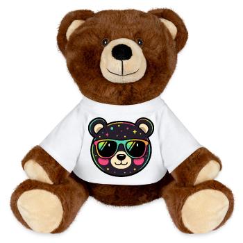 Polychromer Neon-Panda mit Brille - MiniFeet® RecycelBär® Braun - Weiß - Vorne