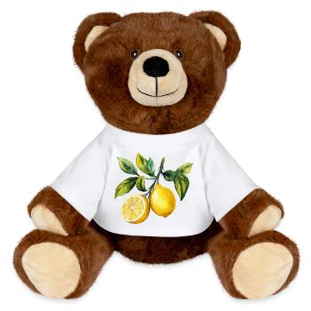 Zitronen Zitrus Zitrusfrucht Frucht Aquarell - MiniFeet® RecycelBär® Braun - Weiß - Vorne