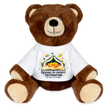 Reading_Cat_Favorite_Destination - MiniFeet® RecycelBär® Teddy Bear Brown - white - Front