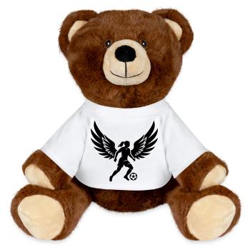 Silhouette féminine de football - Nounours RecycelBär® marron - blanc - Devant