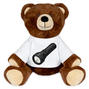 Compact Flashlight Illustration - MiniFeet® RecycelBär® Teddy Bear Brown - white - Front