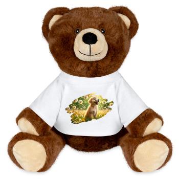 Golden Retriever puppy joy - MiniFeet® RecycelBär® Teddy Bear Brown - white - Front