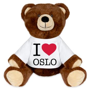 J’AIME OSLO Norvège - Nounours RecycelBär® marron - blanc - Devant