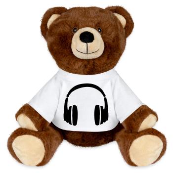 DJ Headphone - Kopfhörer - MiniFeet® RecycelBär® Braun - Weiß - Vorne