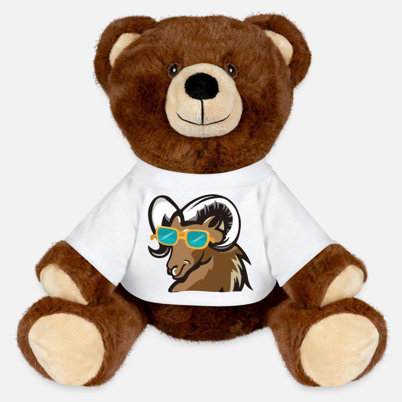 Ram mit Sonnenbrille - MiniFeet® RecycelBär® Braun - Weiß