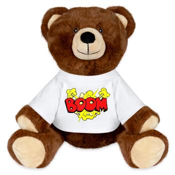 Dynamic Bomb Explosion Illustration - MiniFeet® RecycelBär® Teddy Bear Brown - white - Front