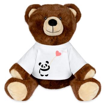 panda heart cute balloon bear big thick kusch - MiniFeet® RecycelBär® Teddy Bear Brown - white - Front
