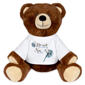 Motifs avec lilas et slogan positif - Nounours RecycelBär® marron - blanc - Devant