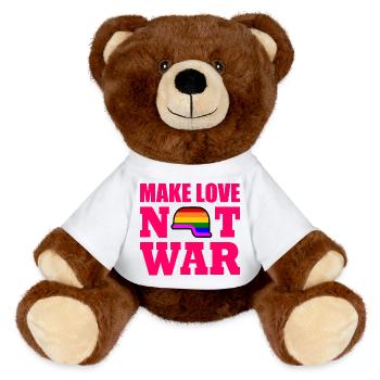 Make love not war - MiniFeet® RecycelBär® Teddy Bear Brown - white - Front